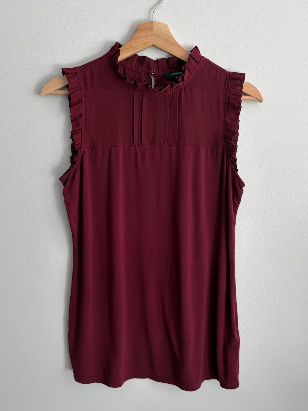 RW&CO. Burgundy Ruffle Mock Neck Sleeveless Camisole